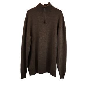 Jeremy Argyle NYC 100% Merino Wool Taupe 1/4 Zip Long Sleeve Sweater Size XXL